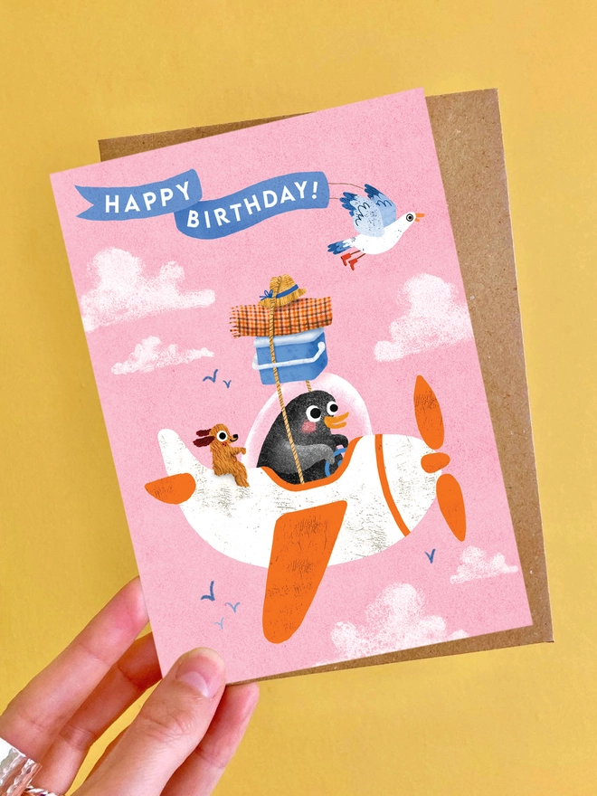 birthday set multipack pack greeting cards birthday card children's kids animal penguin moose elephant pig bear