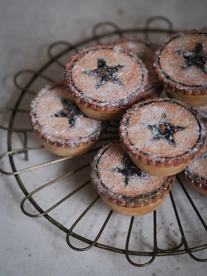 handpainted wooden mince pie with a secret message