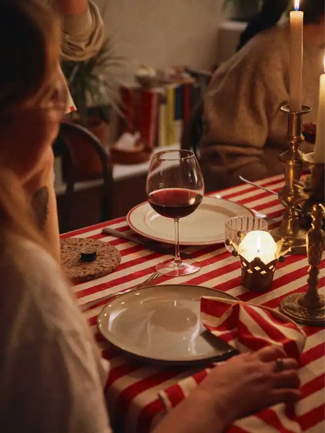 Christmas Red Stripe Tablecloth