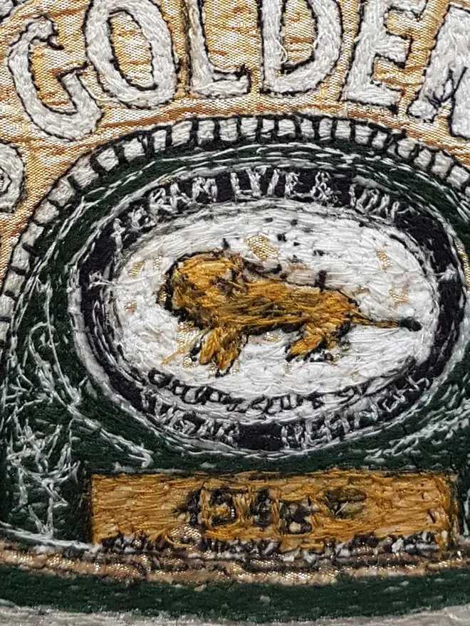 Lyle's Golden Syrup Embroidery Wall Art 
Free motion detail