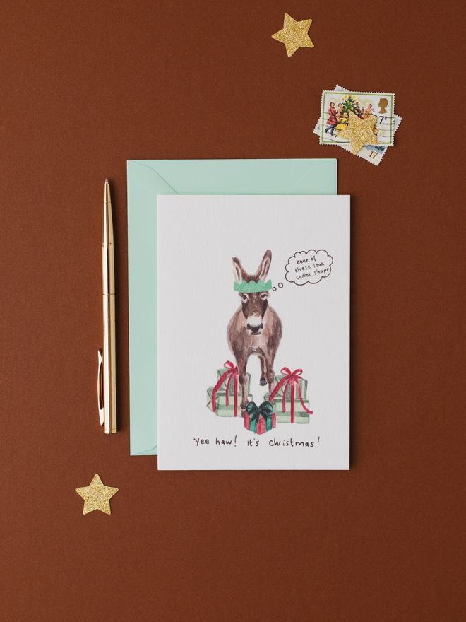 donkey funny thoughts christmas card