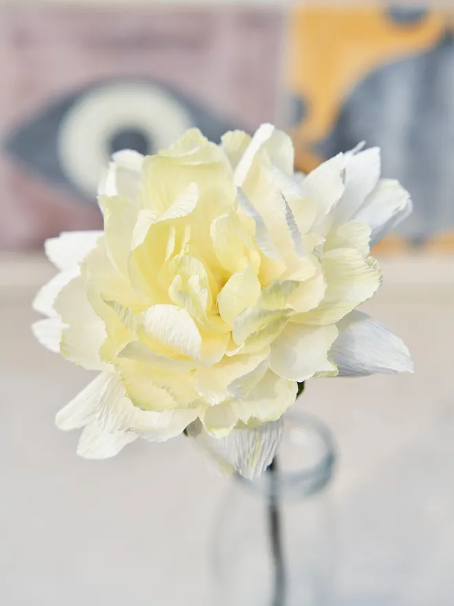 White crepe paper flower