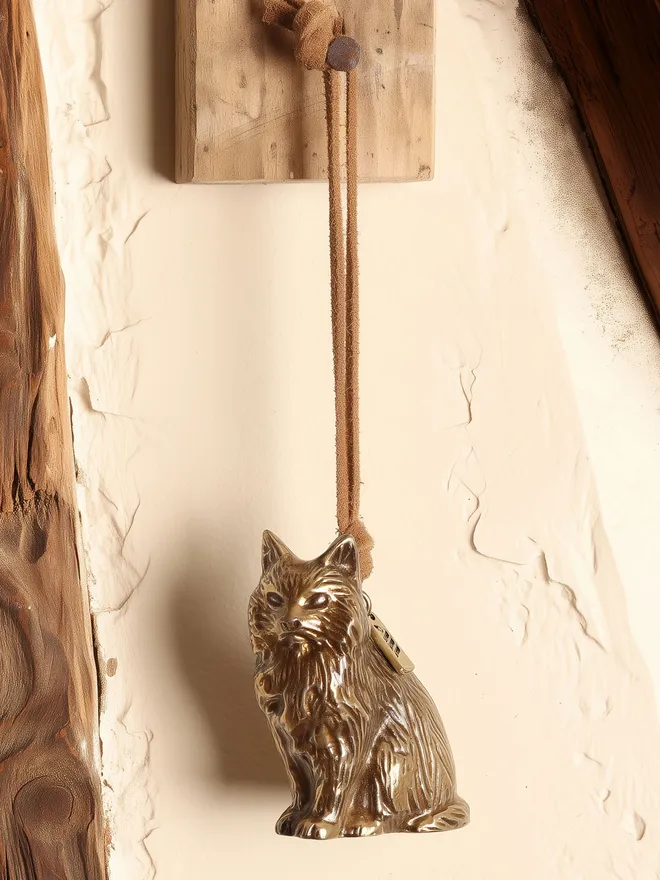 Brass finish cat christmas hanging ornament