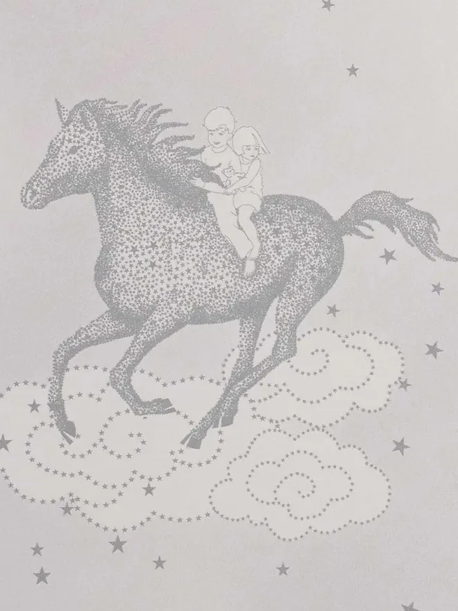 Stardust Horse Wallpaper Grey