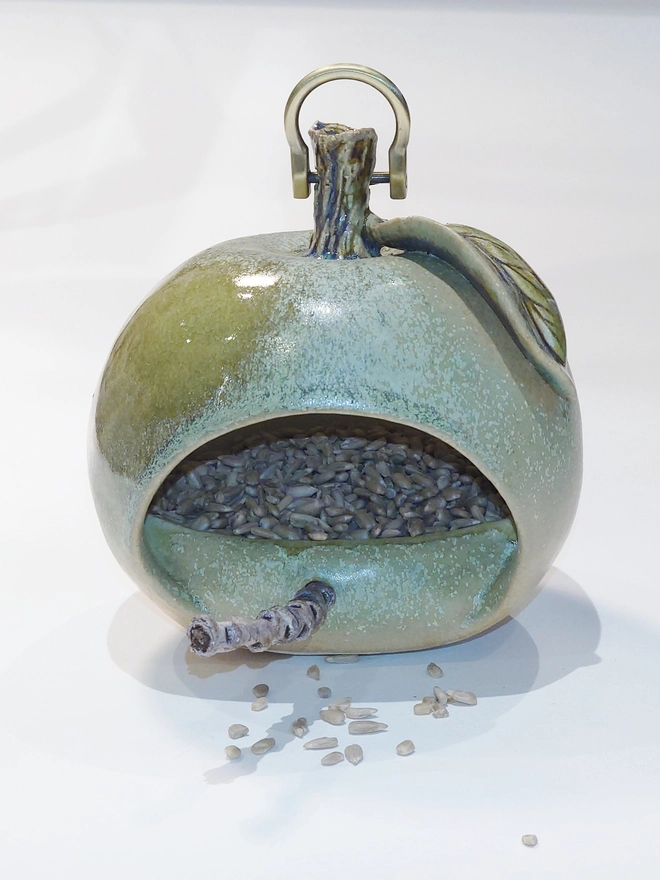 Ceramic Garden Apple Bird Feeder