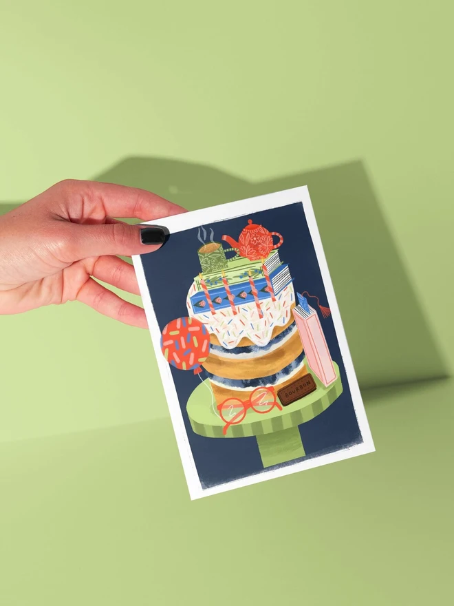 Book, Reading, Tea, Biscuit, Cake Birthday Card
