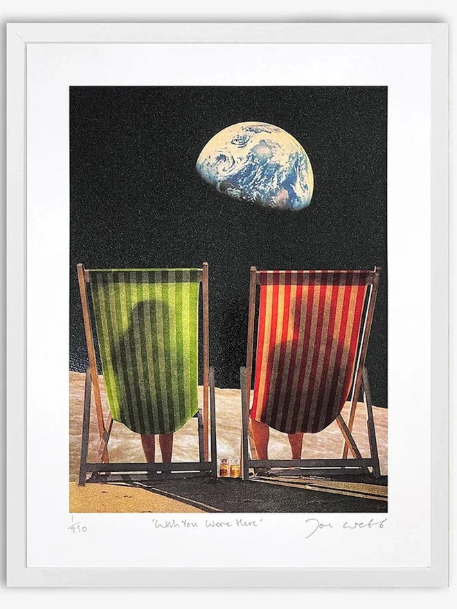 Wish You Were Here Stripes And Glitter Silkscreen Print 