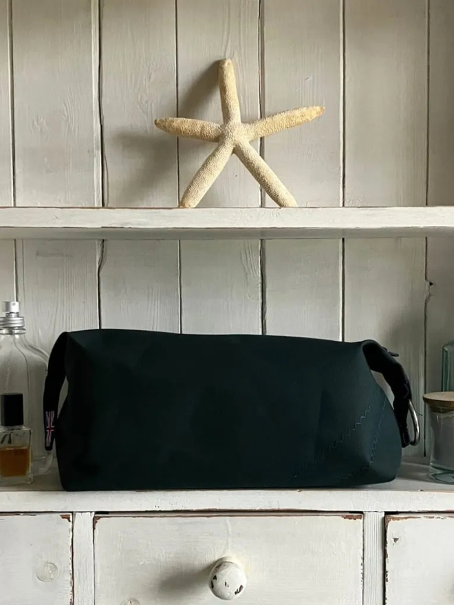 handmade wash bag green