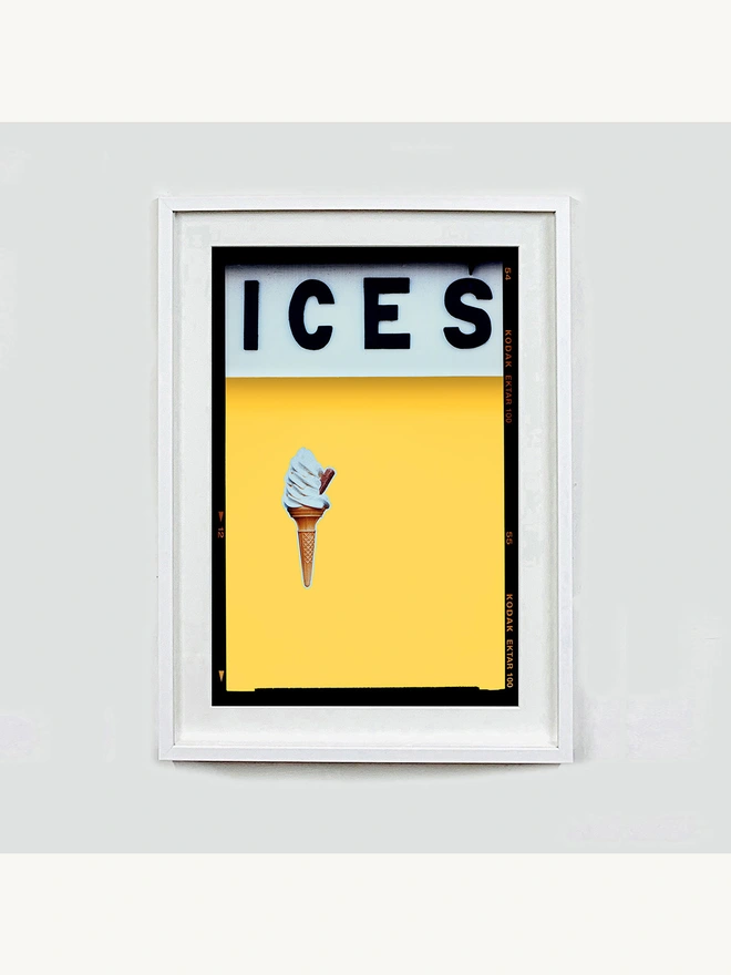 ICES Yellow Pop Art Photography Print Framed in White