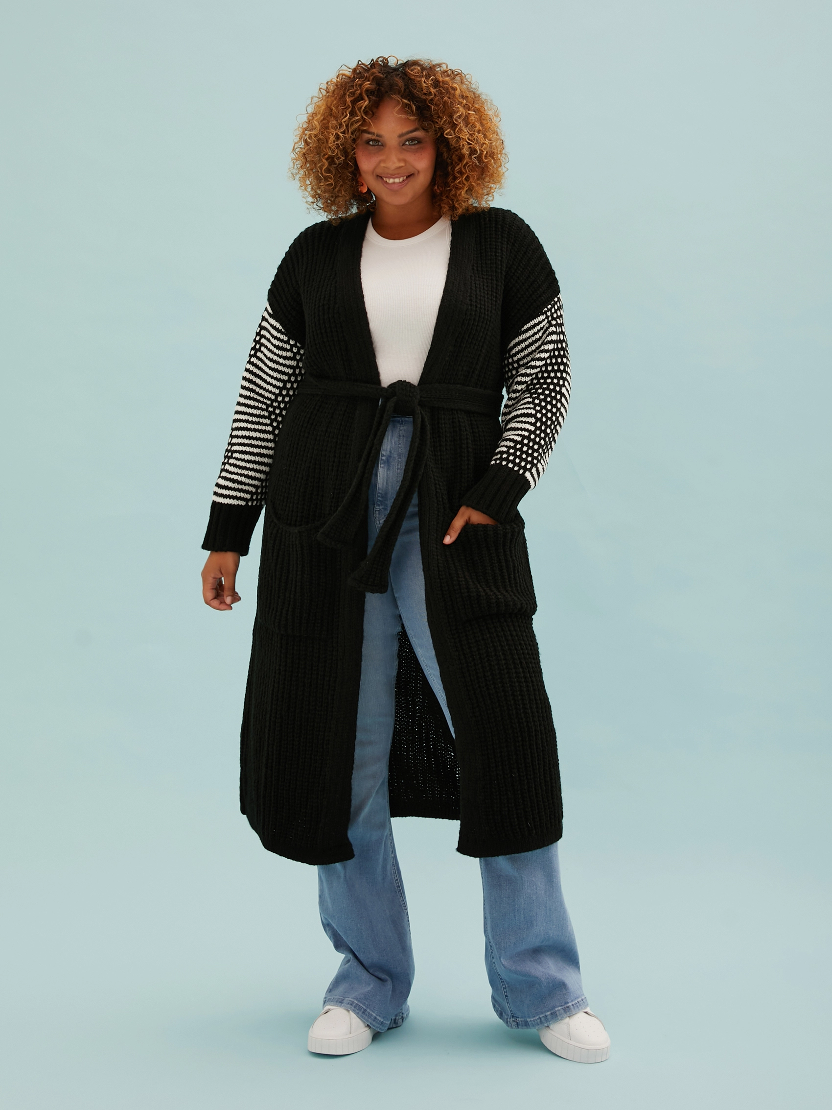 Belted deals black cardigan