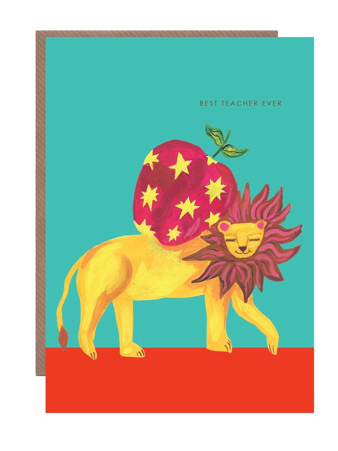 lion thank you teacher card 