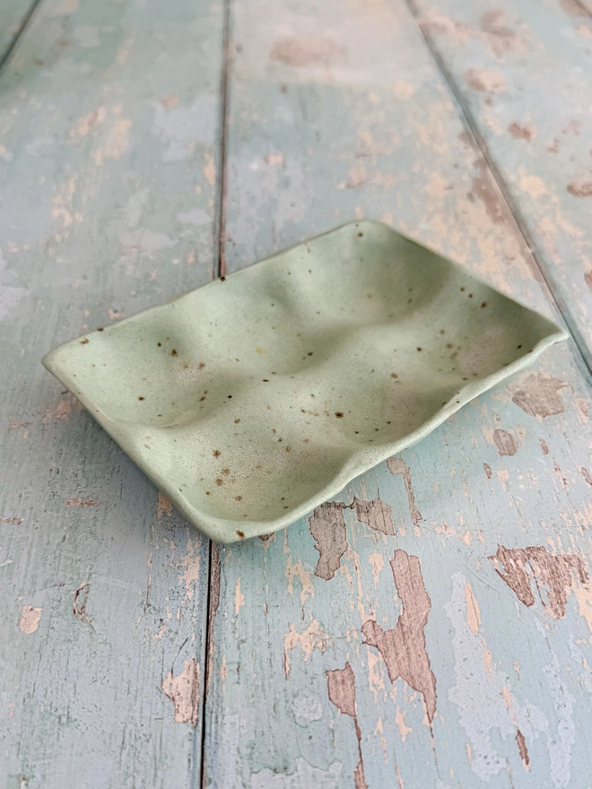 Ceramic Green speckled Egg Tray