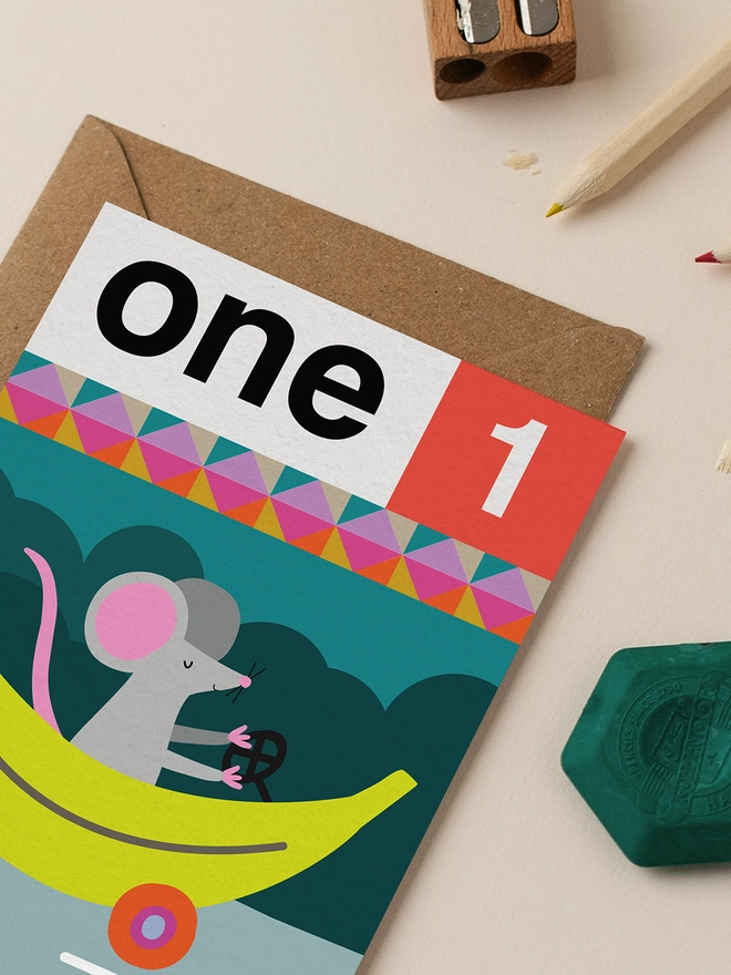 'One 1st' Mouse Birthday Card