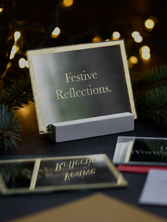 festive reflections christmas card mirror