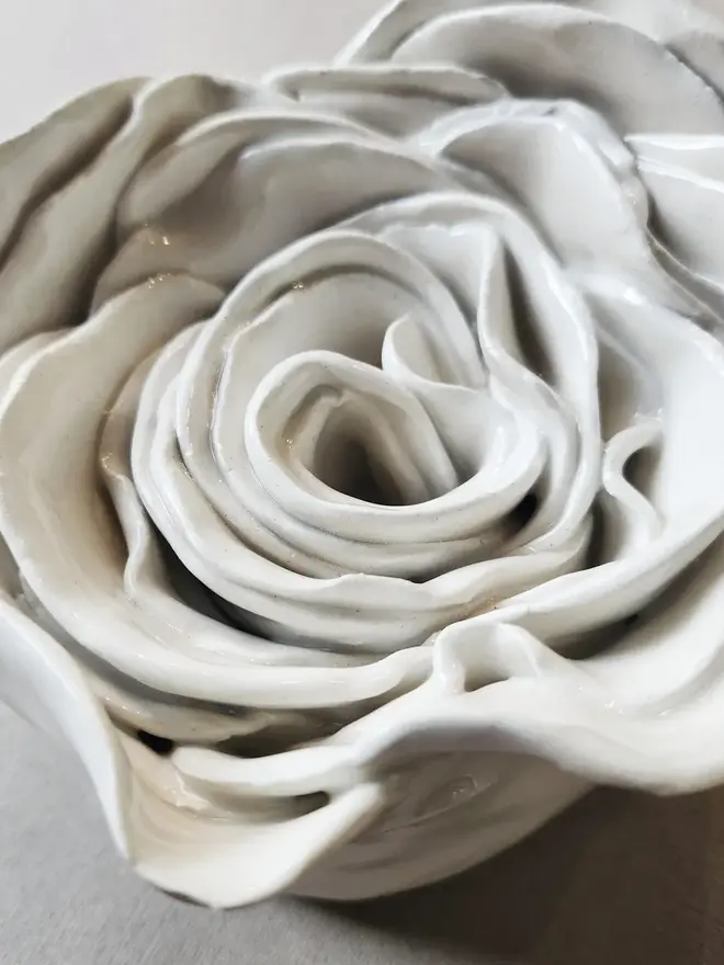 white ceramic rose flower for wall pottery art gift ideas anniversary wedding 