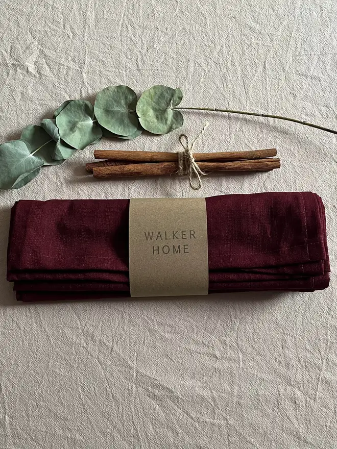 maroon linen table runner