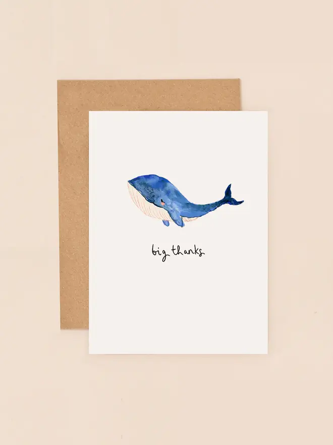 blue whale mini thank you card