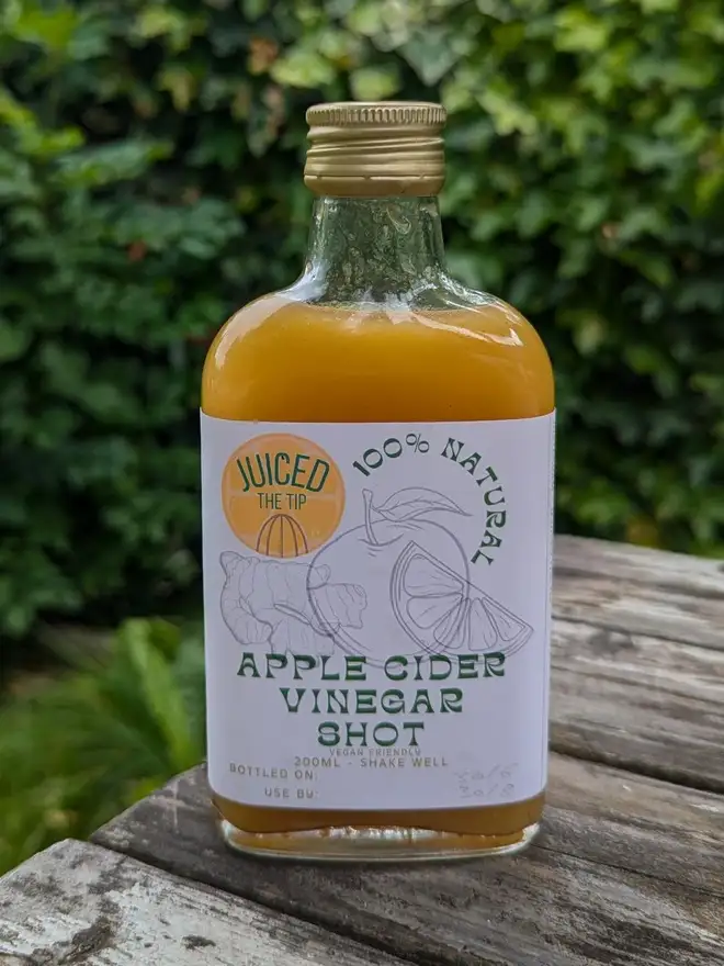 apple cider vinegar juice bottle shot