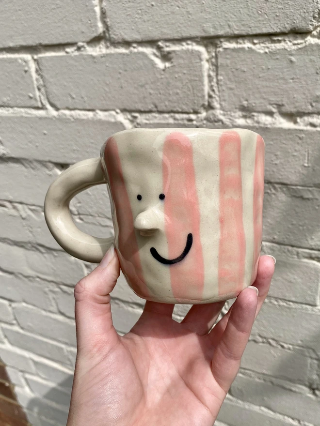 pink stripe mug