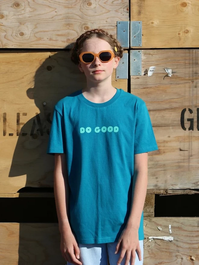 Blue Green Do Good T Shirt Word Quote Girl Mims & Family