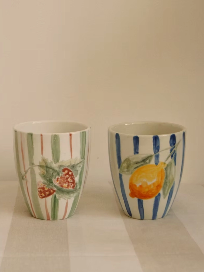 Striped 'Sole Mio' Ceramic Beaker