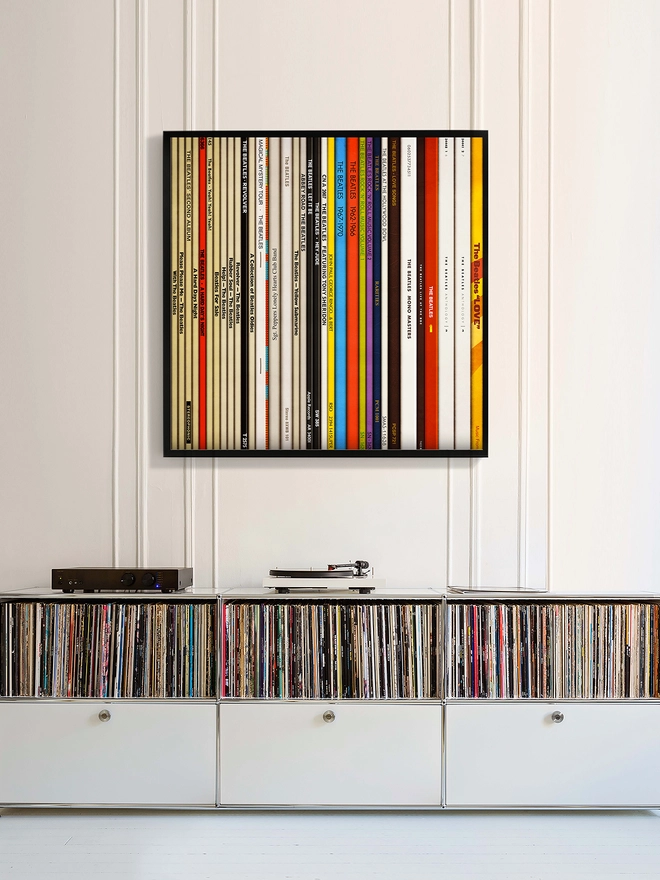 The Beatles, dibond print, record spines
