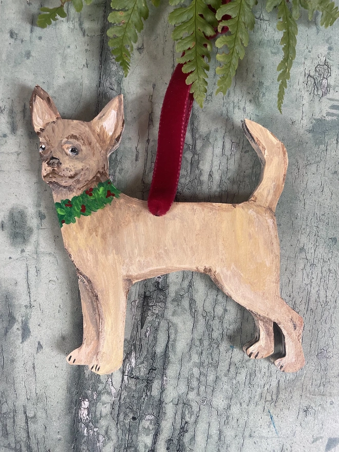 Chihuahua hand painted dog christmas decoration