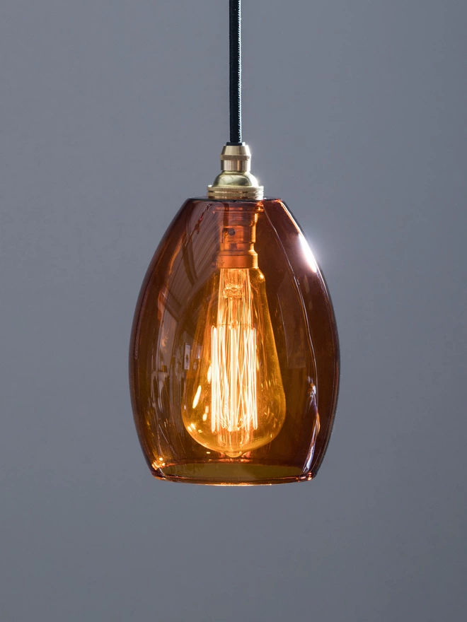 Small Amber Glass Bertie Pendant Light
