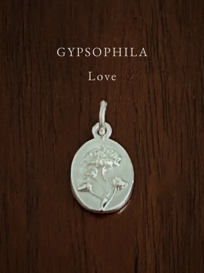 Gypsophila Medal Charm ~ Sterling Silver