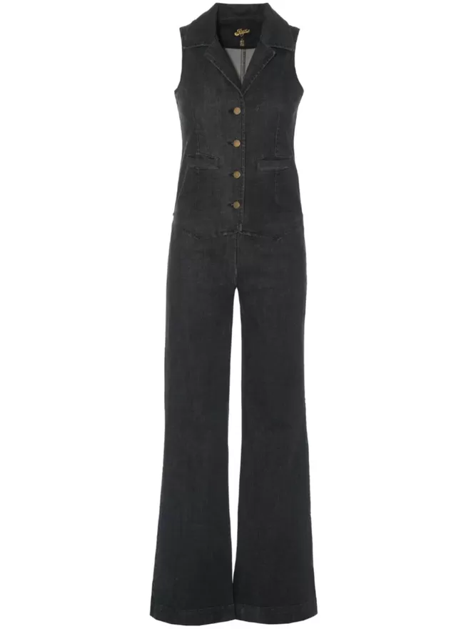 The NEW Jessie in washed balck denim full jumpsuit