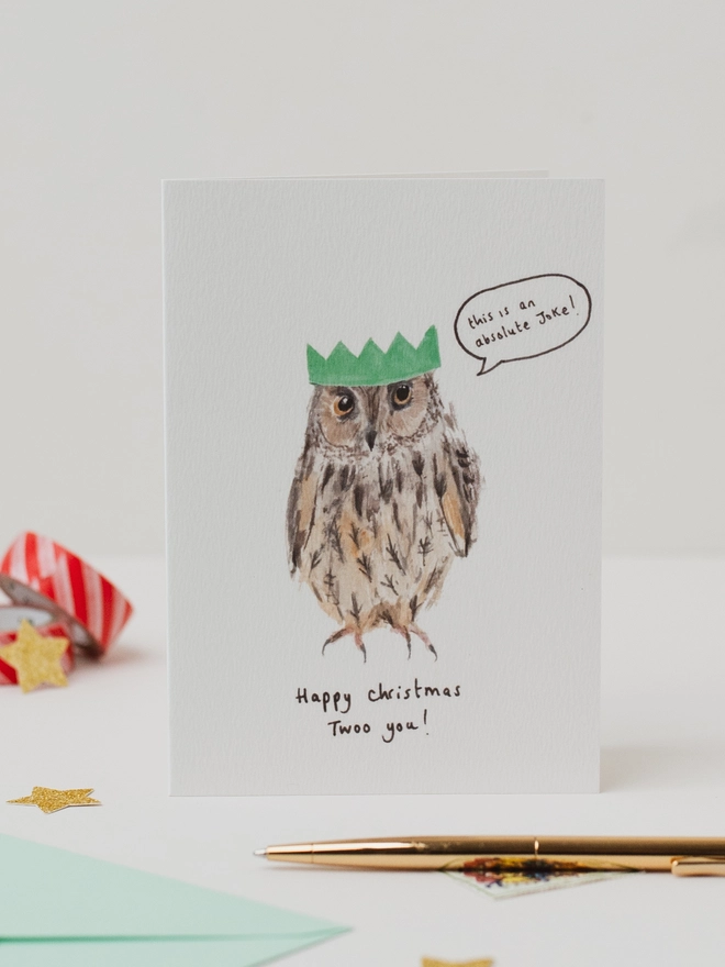 grumpy owl funny christmas card