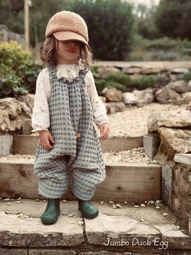 Kids' Organic Cotton Waffle Dungarees