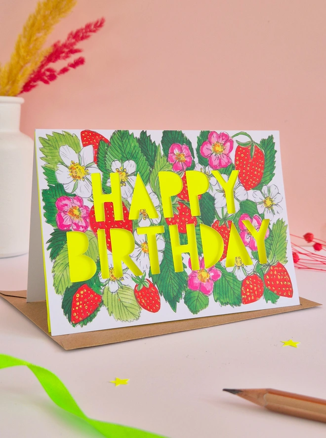 strawberry themed birthday card