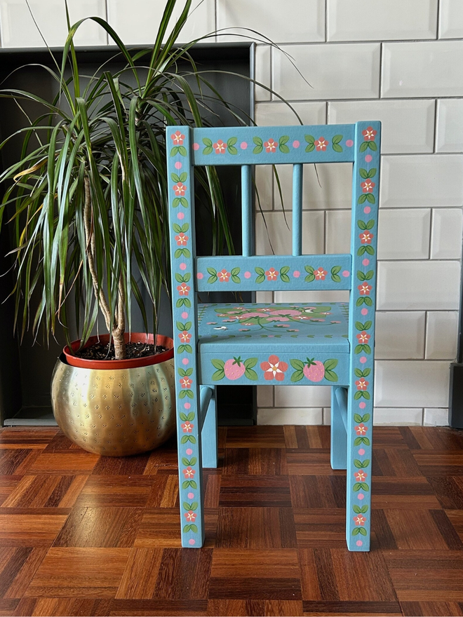 Child's Wooden Hand Painted Chair - Strawberries