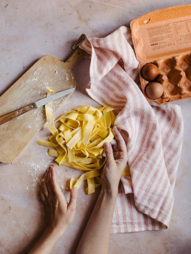 Striped linen tea towel