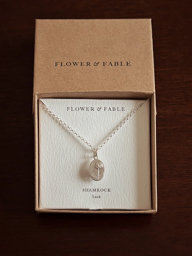 Shamrock Medal Charm with Belcher Chain ~ Sterling Silver