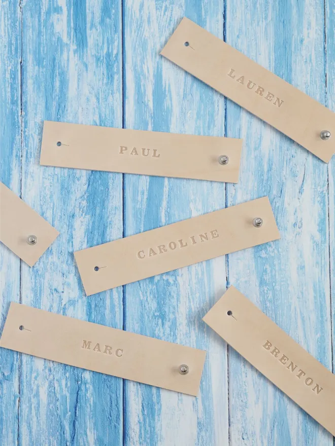 natural cream personalised leather napkin rings