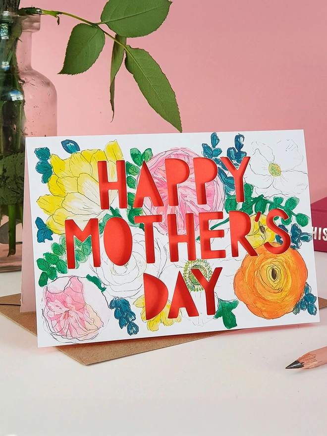 Happy Mother's Day Spring Floral paper cut card