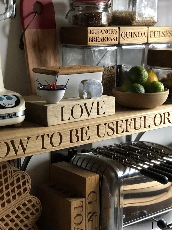 Personalised Oak Shelf with Brackets (Deep)