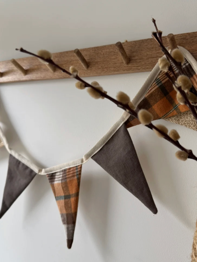 Autumnal Bunting. Bunting displayed on a shelf.