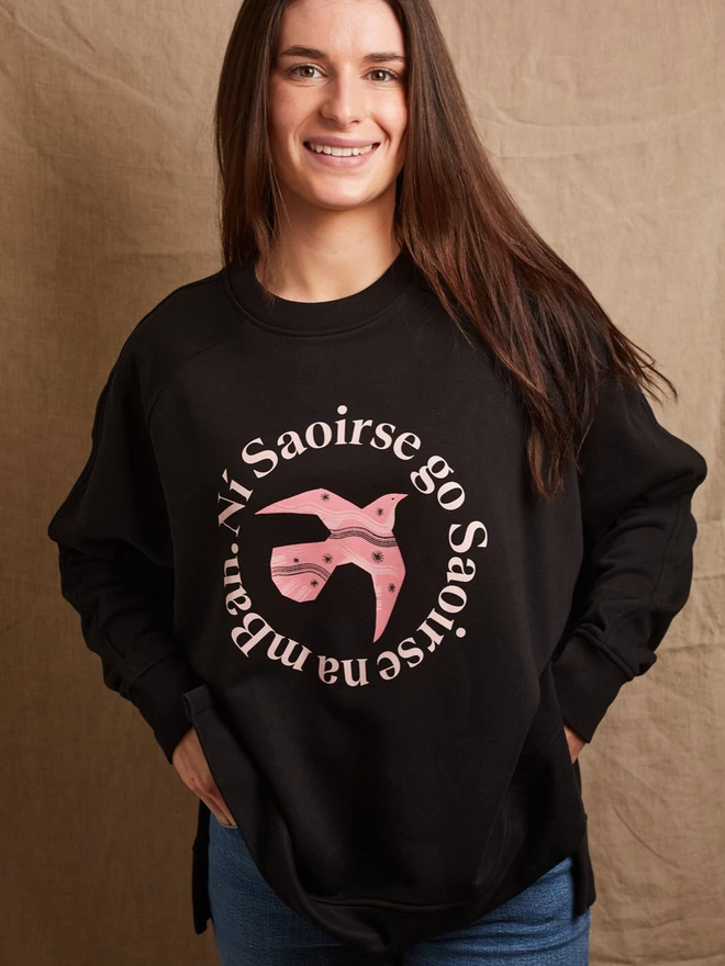 Ní Saoirse go Saoirse na mBan Black Sweatshirt Holly & Co