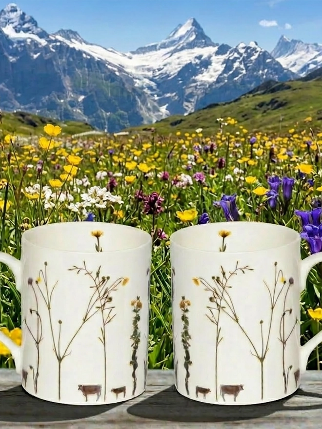 alpine flower mugs