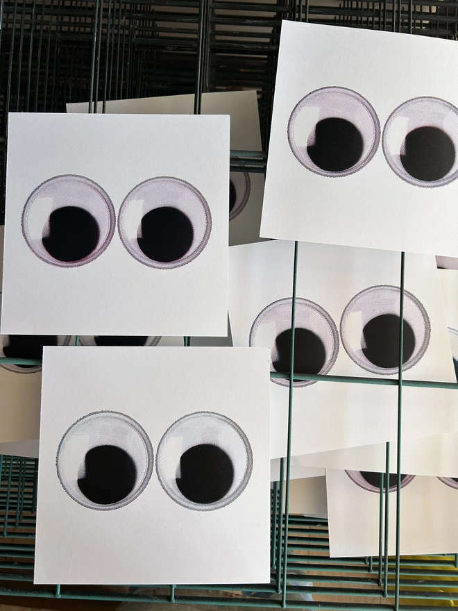 Hand Printed Googly Eyes Screen Print by Hannah Carvell