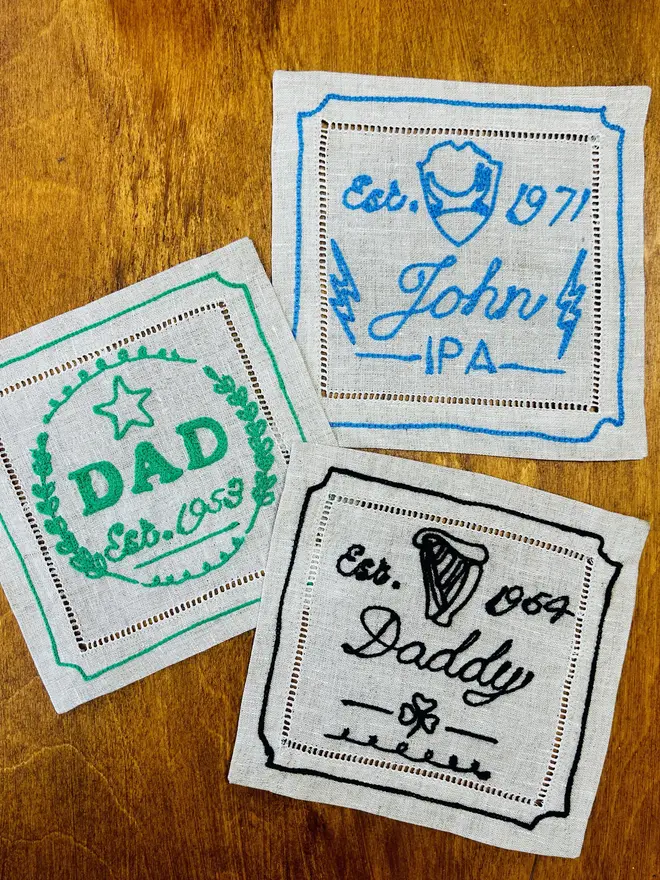 personalised embroidered beermats