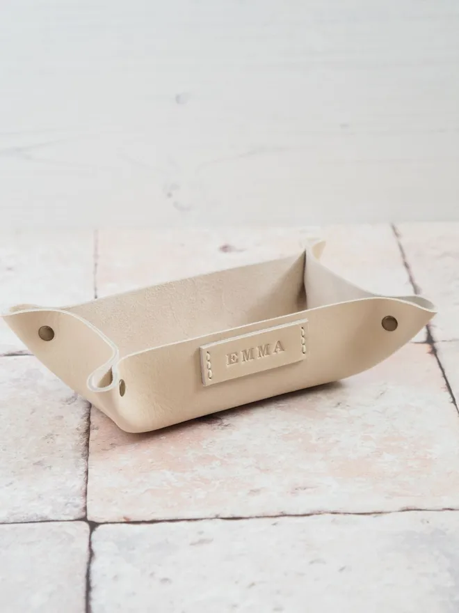 natural cream leather tray