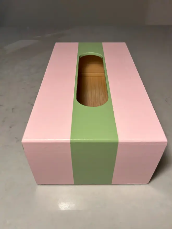 Pink And Green Striped Tissue Box