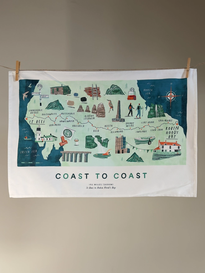 Coast to Coast Map Tea Towel