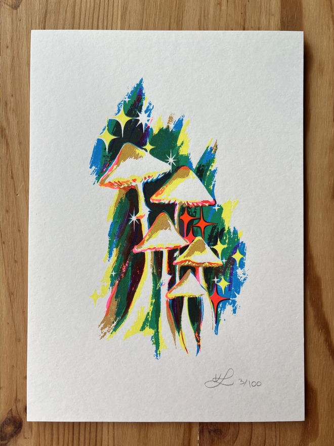 Night Vision Mushroom Screenprint