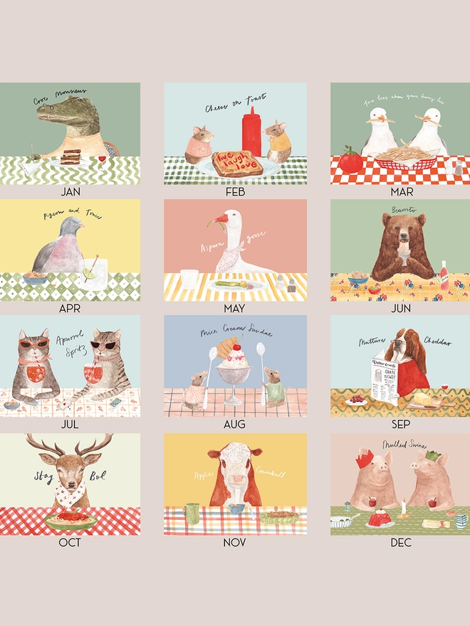 Calendar illustrations Jan - Dec 2027