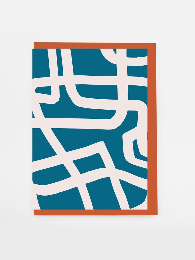 blue muddle pattern card